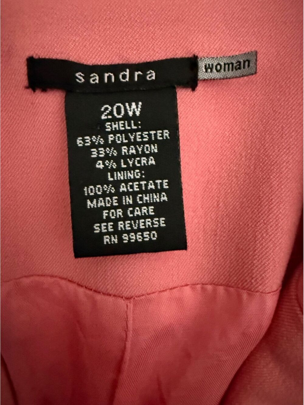 Sandra Women's Blazer Jacket Pink Size 20W Flower Classic City Work Office Party - Picture 4 of 9